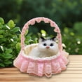 thumbnail image 4 of 5.1in Realistic Plush Cat in Basket, Lifelike Stuffed Kitten Toy with Lace Decoration, Cozy Home Ornament and Office Desk Decor, Cute Birthday Christmas Holiday Gift for Kids Girls Boys Friends, 4 of 7