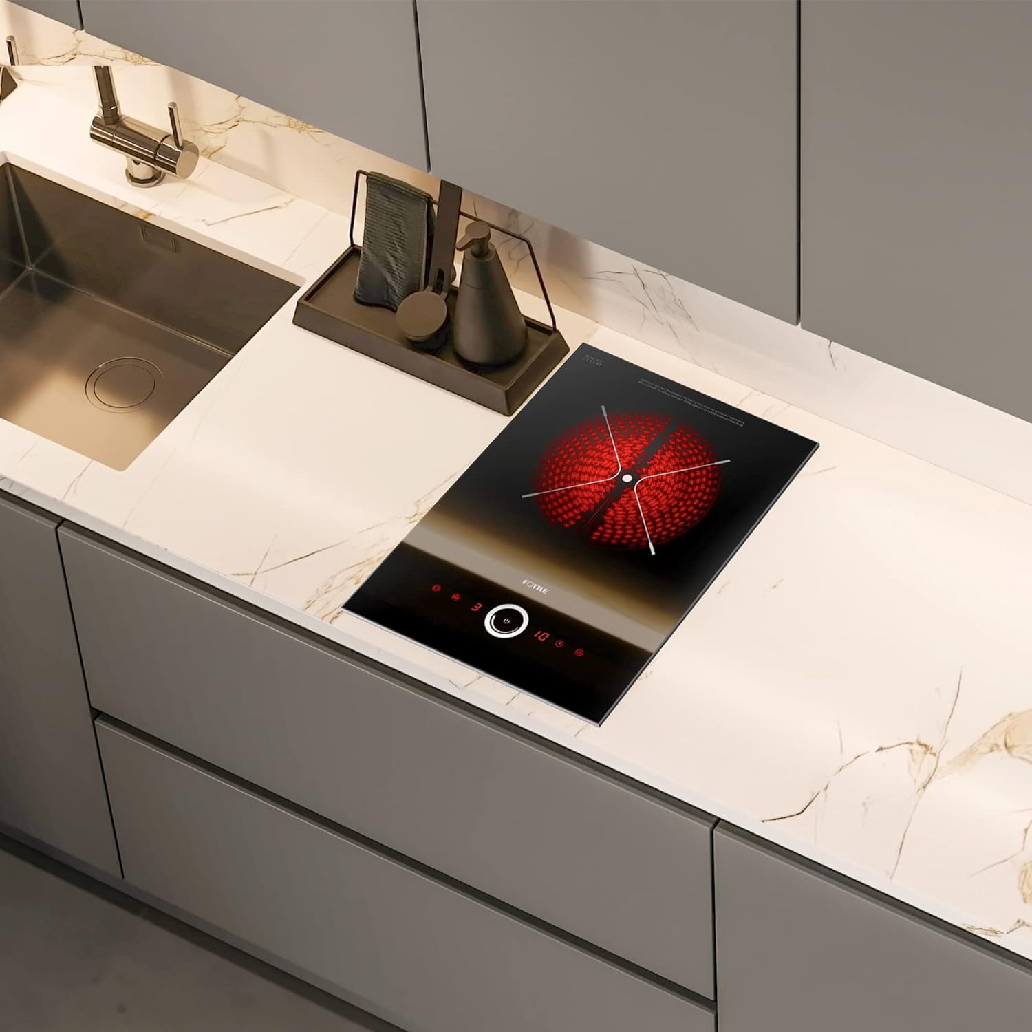FOTILE 12 Inch Electrical Cooktop with 2400W Output Power and 9 Power Levels