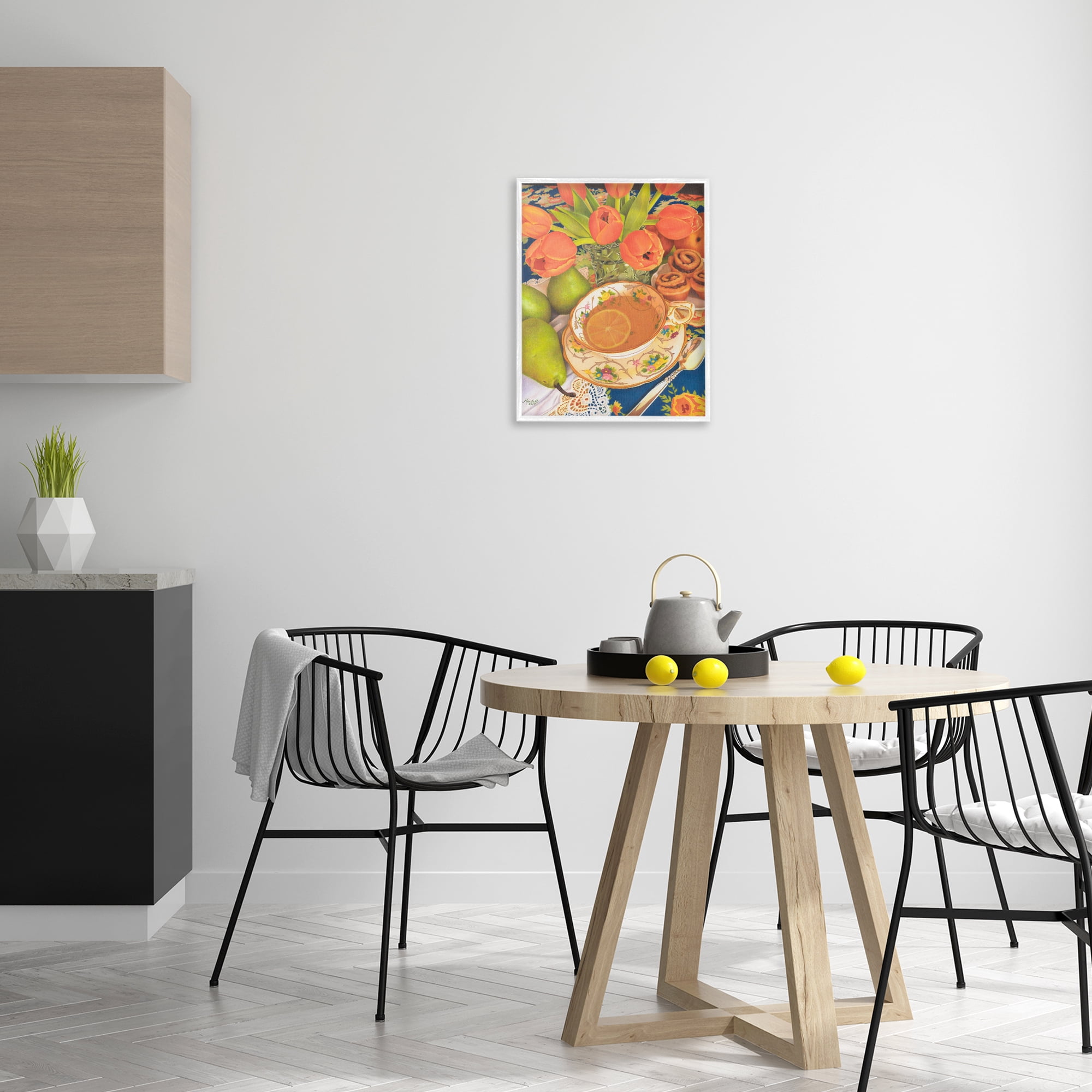 Stupell Industries Tea with Orange Tulips Food & Beverage Painting White Framed Art Print Wall Art, 16 x 20