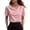 Pink, variant on Women Wrap V Neck Short Sleeve Casual Blouse Knit Top Pleated Solid Basic Trendy Slim Fit Office Tops, Gray XL