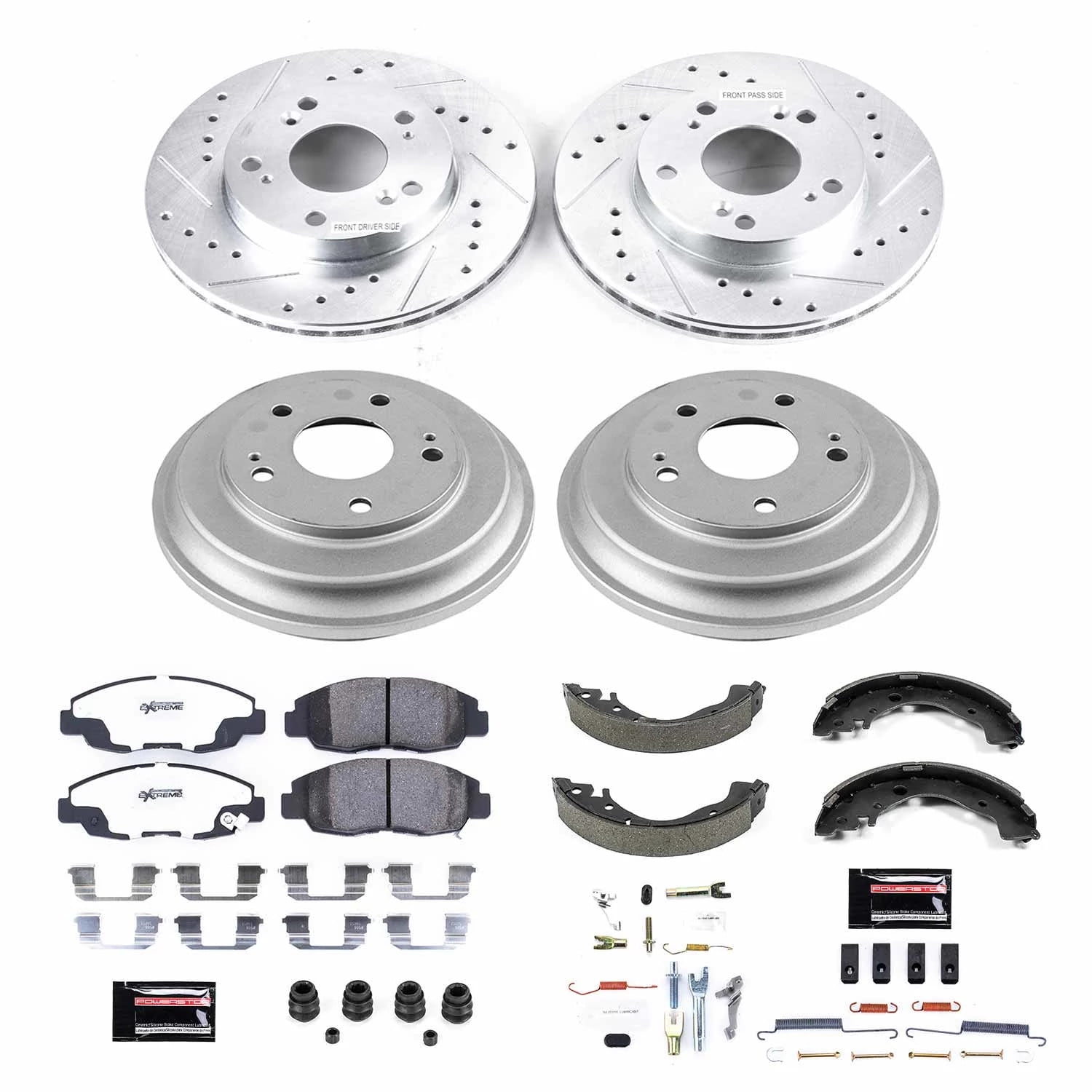 PowerStop Front and Rear Z26 Street Warrior Brake Pad Rotor Drum and Shoe Kit Fits: HONDA Select Models K15241DK-26