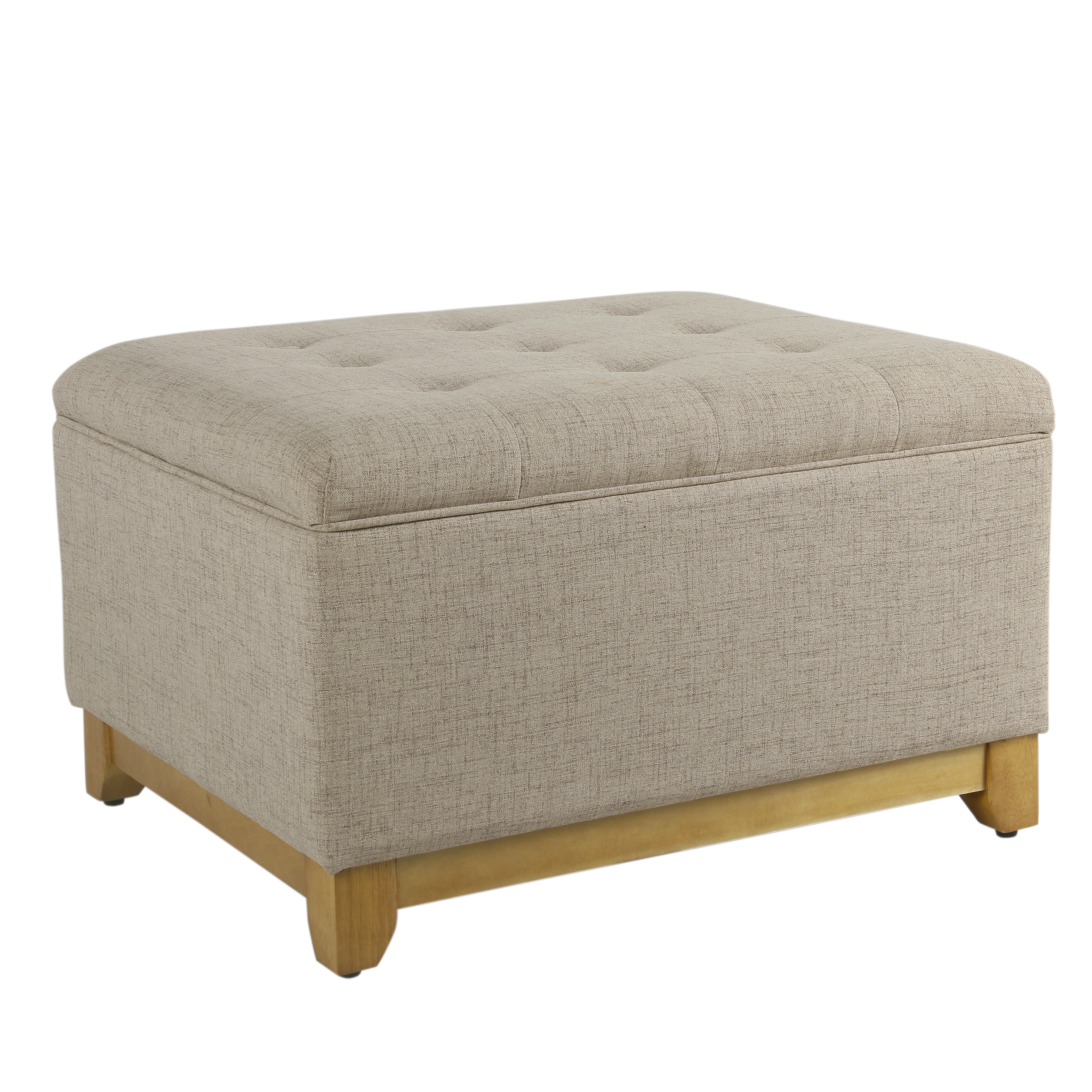 HomePop Oversized Square Storage Ottoman with Wood Apron, Multiple