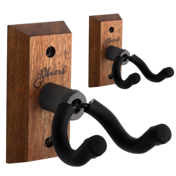Guitar Wall Stand, Black Walnut U-Shaped for Acoustic & Electric Guitar 2 pack by XILAZAB