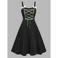 thumbnail image 4 of Rosegal Halloween Plus Size Gothic for Women Cosplay Party Prom Vintage Lace Up Bowknot Pin Up Midi 1950s Dress, 4 of 7