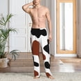 thumbnail image 2 of Balery Brown Black Cow Pantalones de pijama para hombre, pijama ultraligero, pantalón de descanso-Medium, 2 of 6