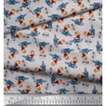 thumbnail image 2 of Soimoi Silk Fabric Text,Rugby Ball & Bird Cartoon Printed Craft Fabric by The Yard 42 Inch Wide, 2 of 3
