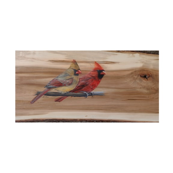 Canvas Wall Art - Jim Brune 'Cardinal Pair For Life' Wall Art for Living Room, Bedroom, or Office DÃ©cor by Trademark Fine Art - 32 x 16 Inches