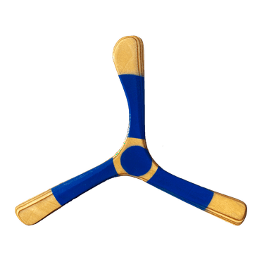 Blue Triblader Boomerang - Tiny boomerang for kids - Hand crafted wood