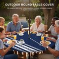 thumbnail image 2 of Round Outdoor Tablecloth with Umbrella Hole and Zipper, Navy Blue Striped Fitted Table Cover with Elastic Edge for 31-35 Inch, Farmhouse White Stripes Aesthetics Waterproof Patio Tablecoths, 2 of 9