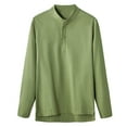 thumbnail image 2 of Mens Fall Henley Shirt Big and Tall Long Sleeve Pullover Shirts Casual Collarless T-Shirts Quarter Button Blouse, 2 of 9