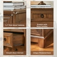 thumbnail image 3 of Joaxswe Tall Dresser Wood 5 Drawer Dressers for Bedroom Set of 2, Wood Chest of Drawers, Rustic Storage Cabinet, Brown, 3 of 5
