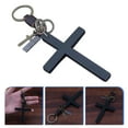 thumbnail image 3 of Retro Leather Cross Keychain Religious Cross Keychain Decoration Lovers Pendant Gift, 3 of 7