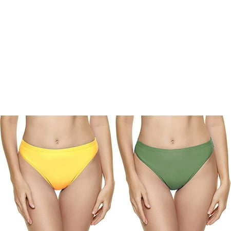 Wijhcboe 2 Pack Women Swim Pants for Girls Vintage Print Low Waist Brazilian Bikini Bottom Swimwear Briefs Beachwear Brazilian Bikini Bottom Side Tie Thong Bathing Swim Cover up Pants for Women plus