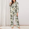 thumbnail image 2 of Salouo Vintage Animals Palm Tree Pattern Women's Pajamas Set Long Sleeve Button Down Sleepwear Soft Pj Lounge Sets for women 2 Piece Pjs Set with Long Pants-Large, 2 of 7