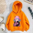 thumbnail image 2 of WAYUTE Sweatshirts for Girls Kids Child Long Sleeve Cartoon Graphic Hoodies Lightweight Fashion Versatile Fall Outfits Casual Streetwear,Orange,Size 11-12 Y, 2 of 4
