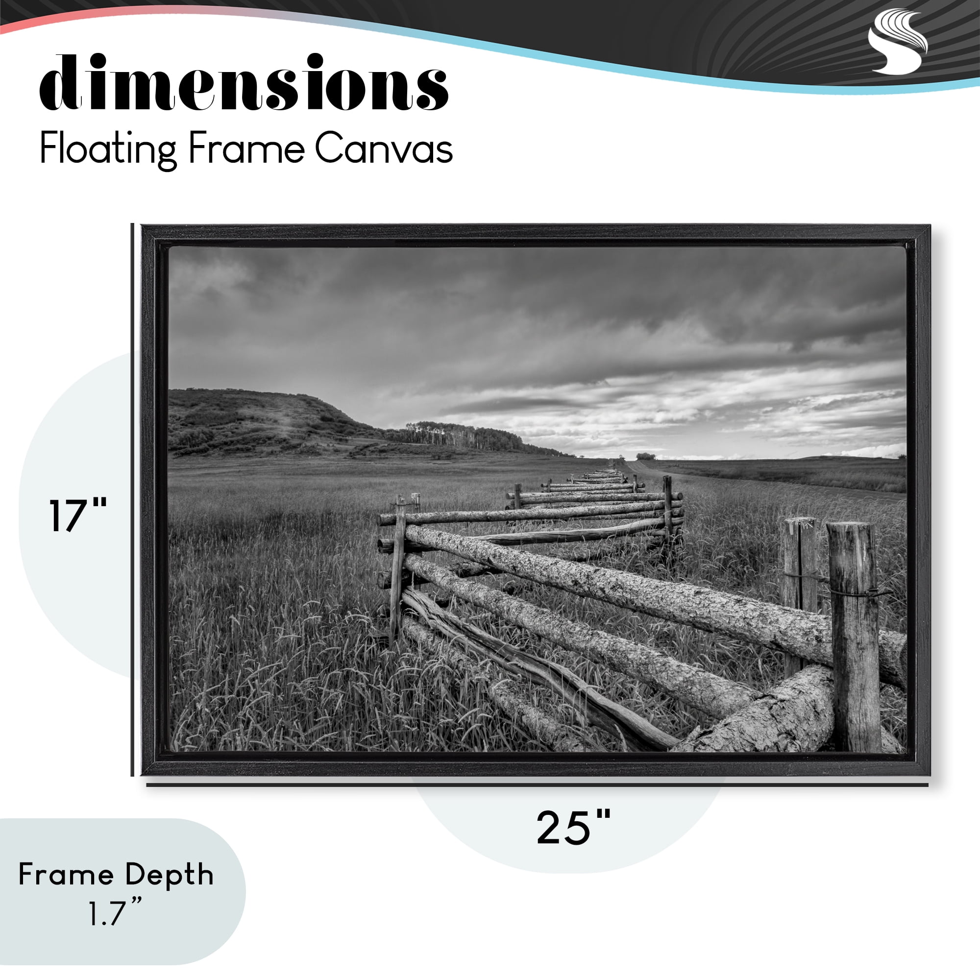 Stupell Industries Weathered Fence to Distant Horizon Black Framed Floater Canvas Wall Art, design by Jon Evan