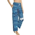 thumbnail image 2 of Daiia Sharks on White Blue Striped Women's Sleep Pant with Pockets and Drawstring,Pajama Pants-Small, 2 of 9