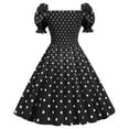 thumbnail image 5 of Makaor 80s Prom Dress for Women Vintage Fashion A Line Flare Vintage Dress Prom Swing Short Sleeve Polka Dot Printing Party Dress Spring Summer Dresses for Women 2023BlackL, 5 of 5