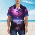thumbnail image 4 of Daiia Purple Moon Tree Night Sky Hawaiian Shirt for Men Gentle Cotton Regular Short Sleeve Casual-Medium, 4 of 9