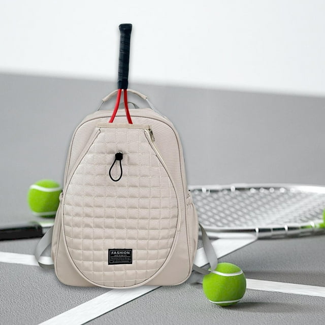 Bolsa de tenis, mochila organizadora de tenis profesional multiusos, 33 x 15 x 44 cm, gran capacidad, para mujeres y hombres, bolsa de pickleball beige