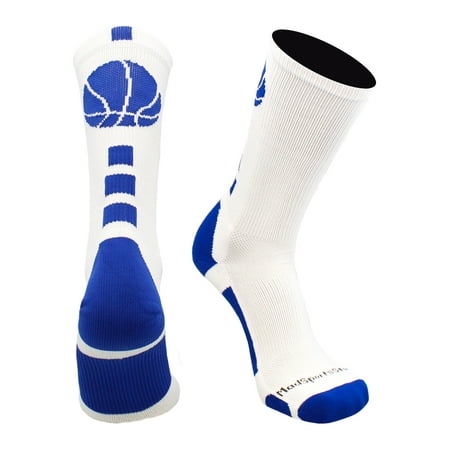 

Basketball Socks with Basketball Logo Crew Socks (White/Royal Large)