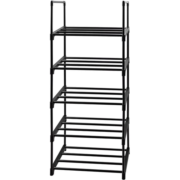 KOMI 5-Tier Metal Shoe Organizer Rack - Compact, Durable & Easy Assembly for Entryway | Accommodates 10-12 Pairs of Shoes