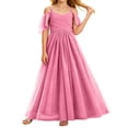thumbnail image 4 of Bobifish Toddler Girls Bridesmaid Dress Elegant Cold Shoulder V Neck Solid Chiffon Sleeveless Formal Events Kids Girls Dresss, 4 of 9