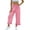 Hot Pink -BV22, variant on Women's Wide Leg Gingham Capri Pants Smocked Elastic Waisted Plaid Trousers Flowy Ruffle Hem Crop Pants with Pockets Black L