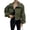 Army Green, variant on Utility Anorak Cropped Jacket for Women Lightweight Zip Up Long Sleeve Coat Oversized Adjustable Drawstring Hem Solid Color Jacket with Pockets S