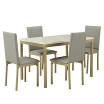 Weston Home Declan Modern 5-Piece Faux Marble Dining Set, White/Gold/Gray
