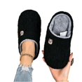 thumbnail image 5 of JUSLIO Womens House Slippers, Indoor House Slippers Open Toe Slides Slip On Fuzzy Plush Flat Sole Non Slip Slippers Black, 5 of 5