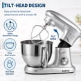 thumbnail image 3 of Garvee 5.3 QT Stand Mixer, 500W Kitchen Mixer with 10‑Speed Adjustable Control, Tilt‑Head Design for Bread Dough, Cake, Cookies, 120V, Silver, 3 of 8