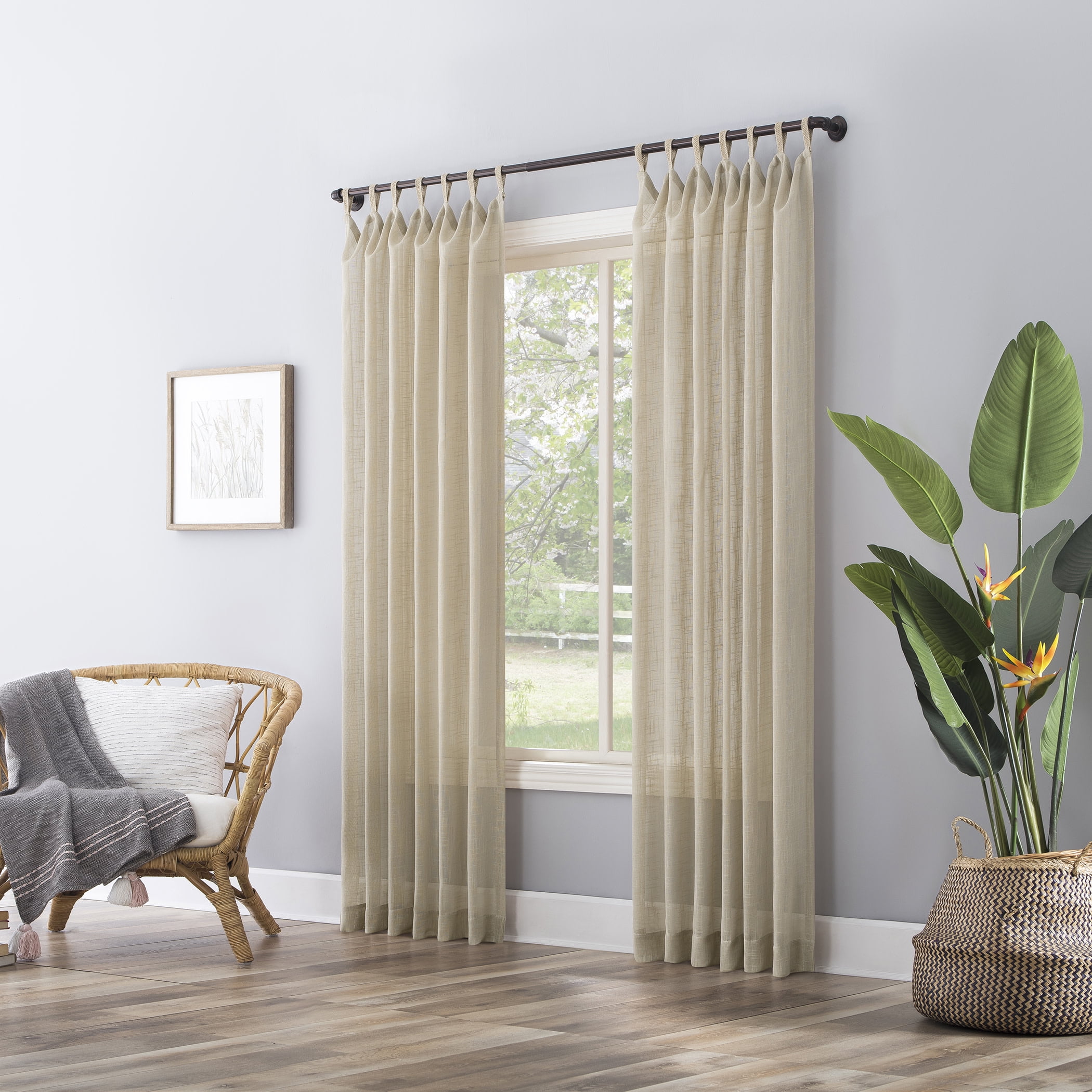 No. 918 Ceri Linen Texture Jute Tabs Semi-Sheer Tab Top Curtain Panel