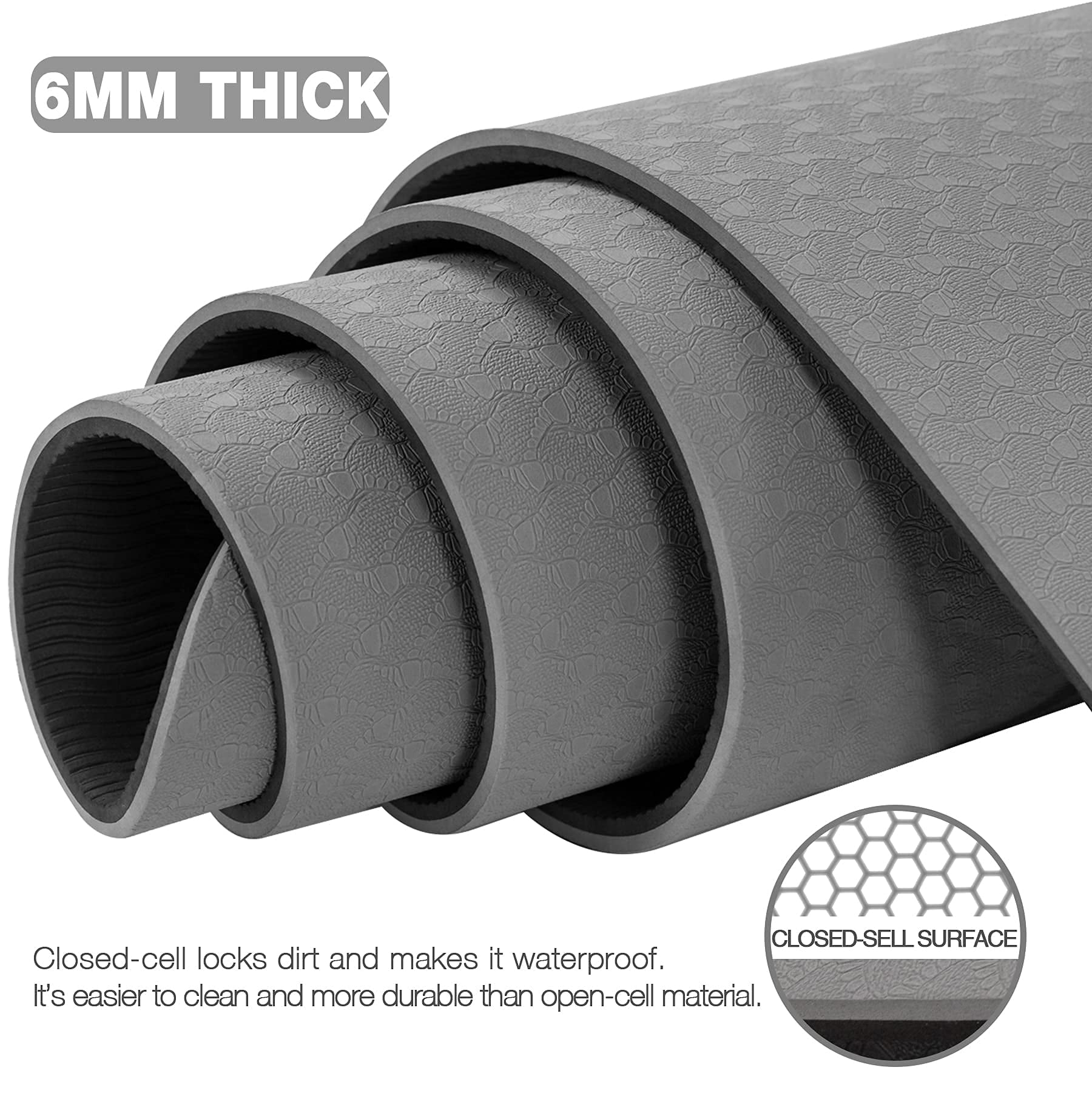 UMINEUX Large Yoga Mat for Men and Women 1/4 Inch Extra Thick TPE Fitness Mat for Home Gym Workout, Non-Slip