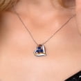 thumbnail image 3 of Gem Stone King 925 Sterling Silver and 10k Yellow Gold Blue Created Sapphire and White Lab Grown Diamond 3-Stone Pendant Necklace for Women 1.54 Cttw, Heart Shape 5MM, 18 inch Chain, 3 of 3