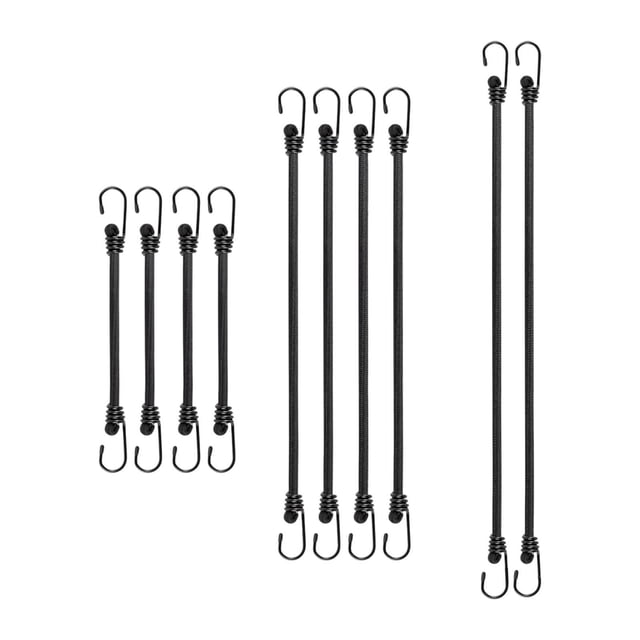 10 piezas Cordones de bungee con ganchos correas elásticas de atado atadas por correas para tiendas de campaña