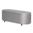thumbnail image 2 of Costaelm Alaia Oval Velvet Mid Century Modern Ottoman Storage Bench, Gray, 2 of 4