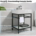 thumbnail image 4 of GGISHA24"x 21"Freestanding Bathroom Vanity with Sink,Carrara Marble,Black Frame,Tempered Glass Shelf, 4 of 8