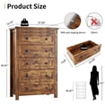 thumbnail image 6 of FANRAL 5 Drawers Tall Dresser for Bedroom,Wood Tall Dresser Modern Chest of Drawers,Closet Clothes Organizer Storage Cabinet,Brown Dresser, 6 of 7