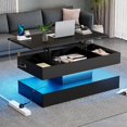 thumbnail image 1 of Morufur Lift Up Coffee Table with Hidden Storage, Modern Rectangle Coffee Tables with LED Lights for Living Room, Black, 1 of 9