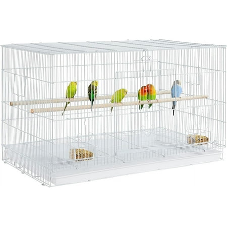 MorandiMal 30‘’ Flight Bird Cage Stackable Design for Small and Medium Birds with Slide Out Tray and Bottom Grate Budgies Cockatiels Lovebirds Canaries Parakeet Cage, White
