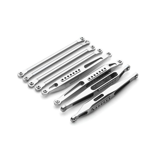 Juego de 8 Enlaces de Chasis de Metal Yashi para Eje Sólido 4WD 1/8 RC Car Color Plateado
