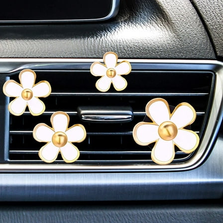 8 Pcs Daisy Flowers Air Vent Clips Air Vent Decorations Cute Automotive Interior Trim Car Accessories Air Freshener Clips White