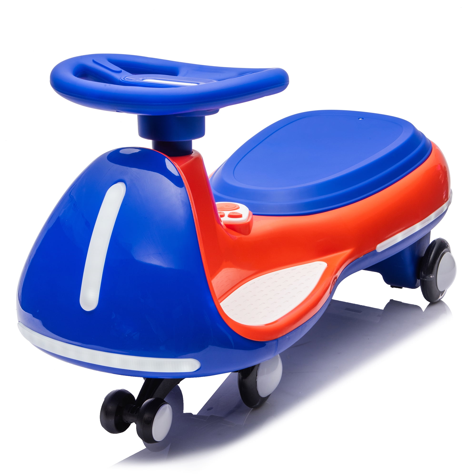 12V Kids Wiggle Car, 2-in-1 Smart Ride On with One-Key Start, Controllable LED Lights, Flashing PU Wheels, Bluetooth Music, Max 5MPH for Kids 3-8