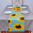 thumbnail image 4 of Table Runner Dresser Scarves 72 Inch Long, Watercolor Blossoming Farm Sunflower Linen Dining Table Runners Seamless Floral on Teal Tabletop Scarf for Wedding Holiday Party Kitchen, 4 of 7