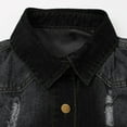 thumbnail image 6 of BVnarty Long Sleeve Turndown Collar Blouse Shirt Women's Fashion Street Ripped Mid-length Solid Color Pocket Denim Jacket Tops, 6 of 9