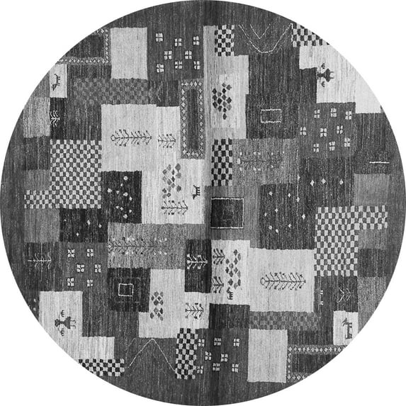 Ahgly Company Indoor Round Abstract Gray Contemporary Area Rugs, 3' Round