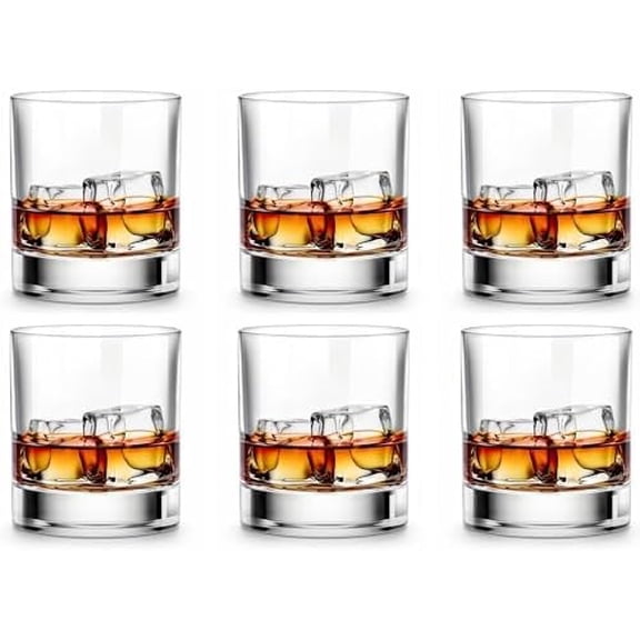 Whiskey Glasses-Premium 11 OZ Scotch Glass Set of 6 /Old Fashioned Whiskey Glasses/Style Glassware for Bourbon/Rum glass,Clear