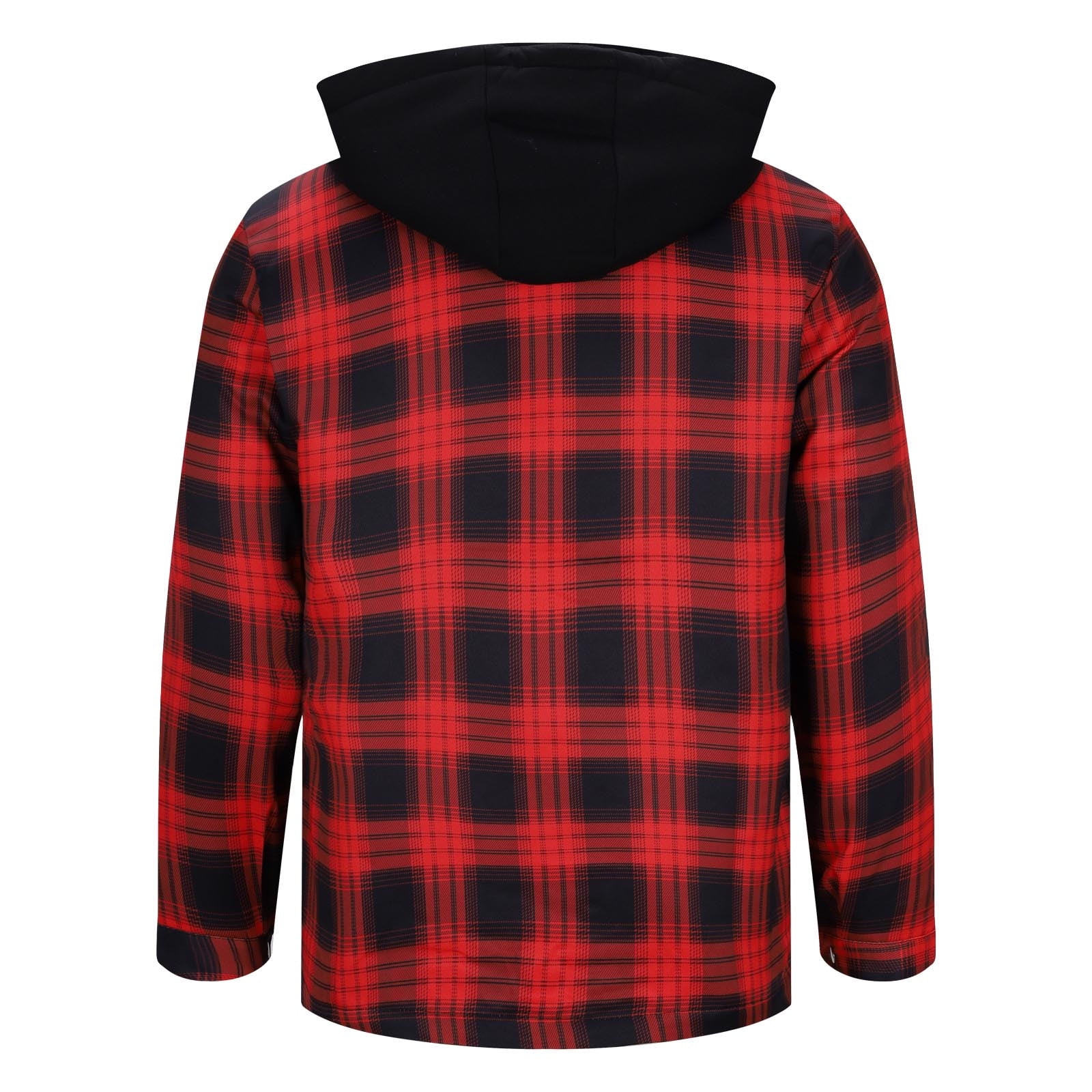 BiZtdJrK Mens Quilted Lined Button Down Hoodies Christmas Plaid Full Zip Shirt Jacket with Hood Warm Winter Coats, Red, XXL