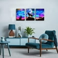 thumbnail image 6 of Canvas Wall Art For Living Room Wall Decor For Bedroom Kitchen Canvas Art Prints Artwork Modern Framed Room Home Decorations Blue Starry Sky Landscape Paintings Wolf Office Hang Pictures 3 Pieces, 6 of 6